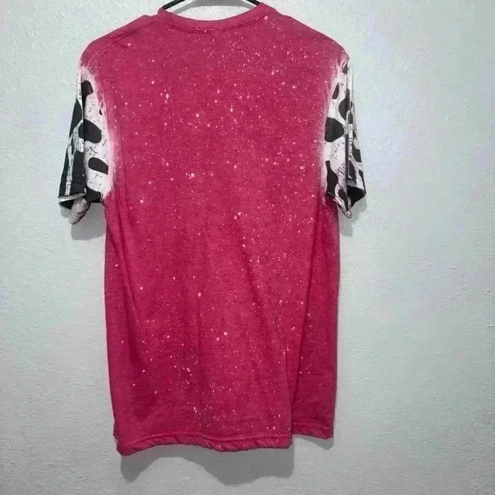 Wranglin’ Babe Bleached T-Shirt / Size Medium / Red, White, & Black